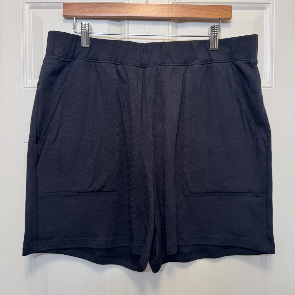 Lahgo Lunya Cool Every Day Shorts‎ XL Black Supima Cotton Minimalist Loungewear